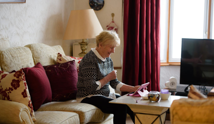 Stay home, stay busy - Margaret using her Ipad