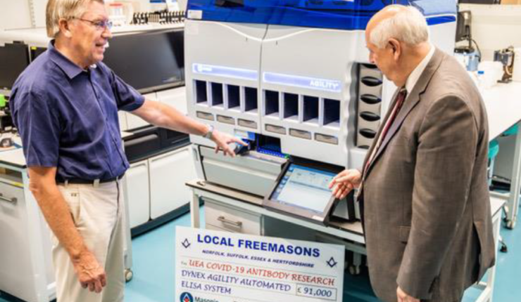 COVID-19 testing machine at the University of East Anglia