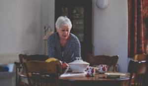 elderly lady resisting the rise
