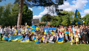 Canterbury for Ukraine is an emerging group of local volunteers, charity organisations and local businesses who work together to support Ukrainian families coming to the Canterbury area in their search for safety after escaping war in Ukraine. Here is a group of people on Independence Day 2022.