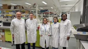 Photograph of five medical research professionals who are looking into the cause of diabetes